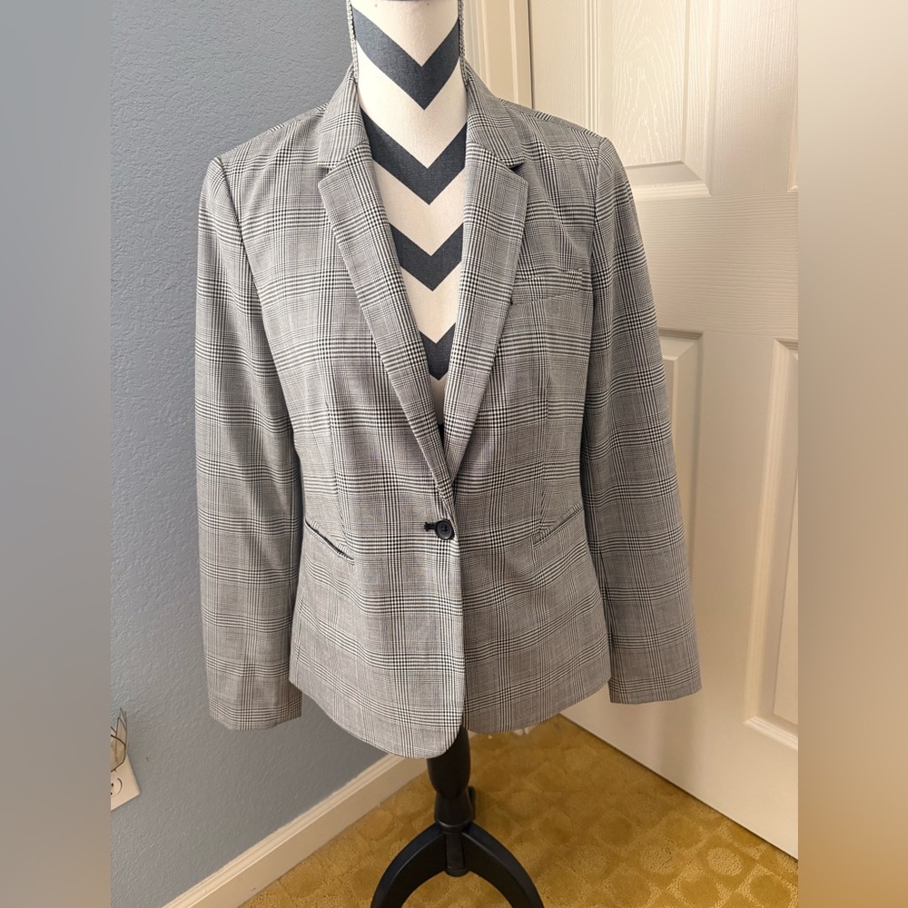 Banana Republic Gray Plaid Blazer